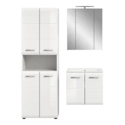 Hioshop Ice badkamer I77 inclusief verlichting wit hoogglans- wit