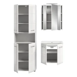 Hioshop Ice badkamer I77 inclusief verlichting wit hoogglans- wit