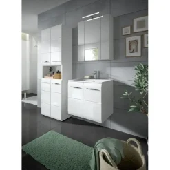 Hioshop Ice badkamer I77 inclusief verlichting wit hoogglans- wit