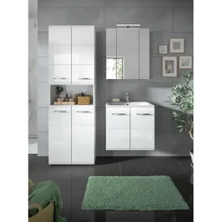 Hioshop Ice badkamer I77 inclusief verlichting wit hoogglans- wit