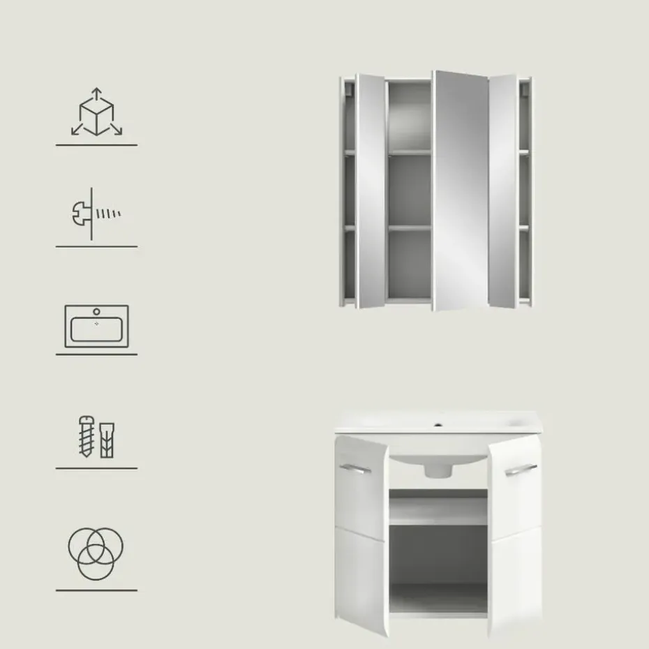 Hioshop Ice badkamer I63 wit hoogglans- wit