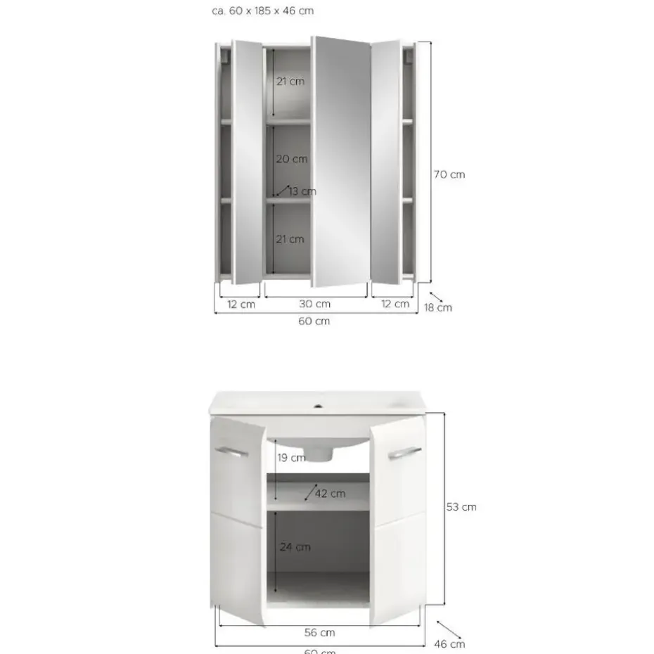 Hioshop Ice badkamer I63 wit hoogglans- wit