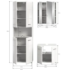 Hioshop Ice badkamer I65 wit hoogglans- wit