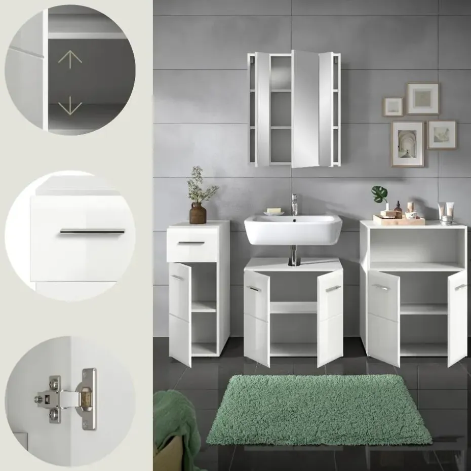 Hioshop Ice badkamer I65 wit hoogglans- wit