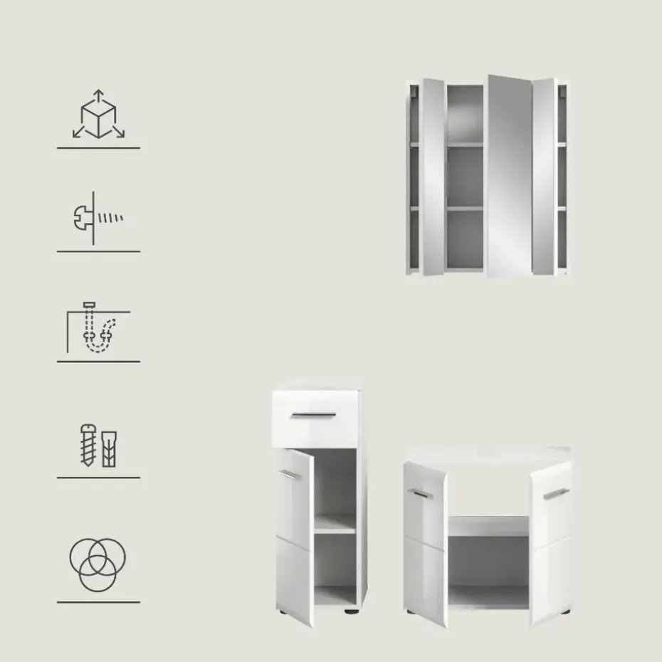 Hioshop Ice badkamer I76 wit hoogglans- wit