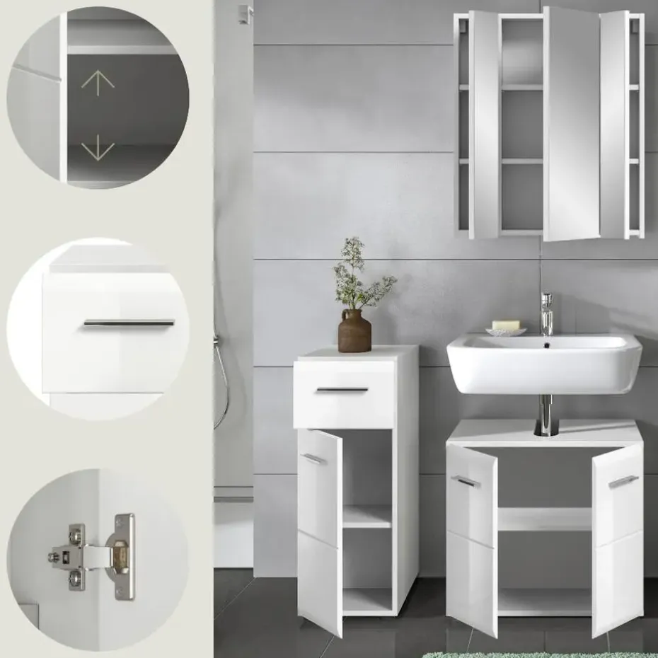 Hioshop Ice badkamer I76 wit hoogglans- wit
