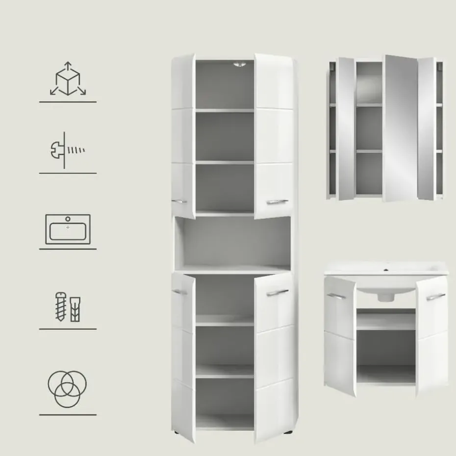 Hioshop Ice badkamer I61 wit hoogglans- wit