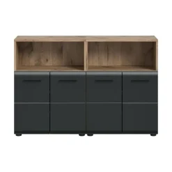 Hioshop Ice badkamer I13 zwart mat- eiken decor