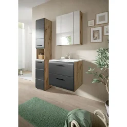 Hioshop Ice badkamer I6 zwart mat- eiken decor