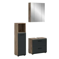 Hioshop Ice badkamer I23 zwart mat- eiken decor