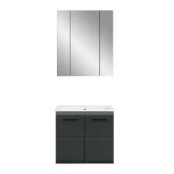 Hioshop Ice badkamer I3 zwart mat- eiken decor