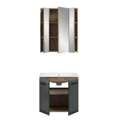 Hioshop Ice badkamer I3 zwart mat- eiken decor