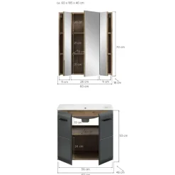 Hioshop Ice badkamer I3 zwart mat- eiken decor