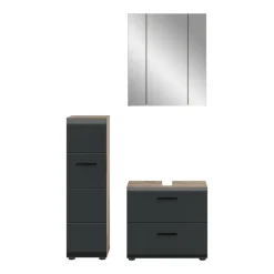 Hioshop Ice badkamer I24 zwart mat- eiken decor