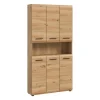 Hioshop Ice badkamerkast 6 deuren- 1 plank eiken decor