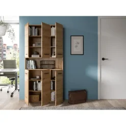 Hioshop Ice badkamerkast 6 deuren- 1 plank eiken decor