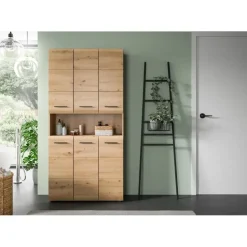 Hioshop Ice badkamerkast 6 deuren- 1 plank eiken decor