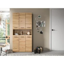 Hioshop Ice badkamerkast 6 deuren- 1 plank eiken decor