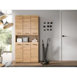 Hioshop Ice badkamerkast 6 deuren- 1 plank eiken decor