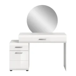 Hioshop Ice kaptafel inclusief spiegel 1 deur- 2 lades wit hoogglans- wit