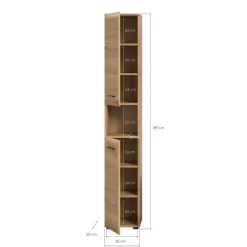 Hioshop Ice kolomkast 2 deuren- 1 plank eiken decor