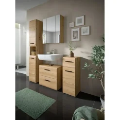 Hioshop Ice kolomkast 2 deuren- 1 plank eiken decor