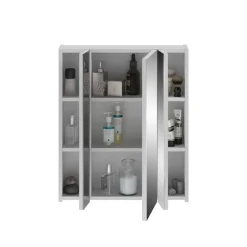 Hioshop Ice spiegelkast inclusief verlichting 3 spiegeldeuren wit hoogglans-