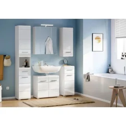 Hioshop Ice spiegelkast inclusief verlichting 3 spiegeldeuren wit hoogglans-