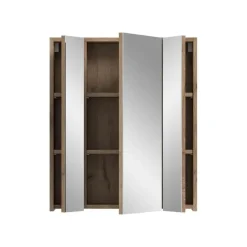 Hioshop Ice spiegelkast zwart mat- eiken decor