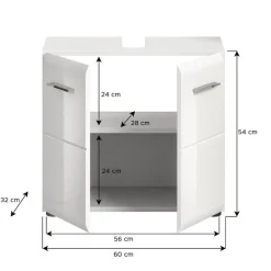Hioshop Ice wastafel 2 deuren wit hoogglans- wit