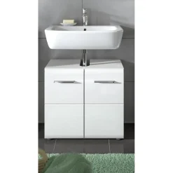 Hioshop Ice wastafel 2 deuren wit hoogglans- wit