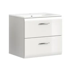 Hioshop Ice wastafel inclusief was 2 lades wit hoogglans- wit