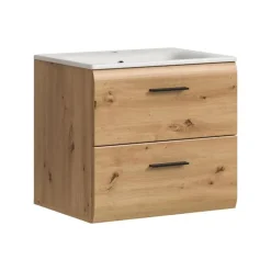 Hioshop Ice wastafel inclusief was 2 lades eiken decor