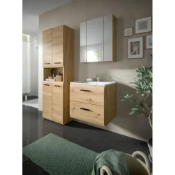 Hioshop Ice wastafel inclusief was 2 lades eiken decor