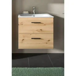 Hioshop Ice wastafel inclusief was 2 lades eiken decor