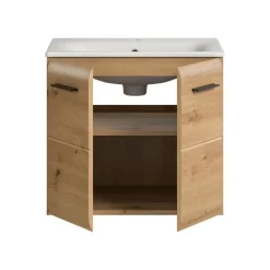 Hioshop Ice wastafel inclusief was 2 deuren eiken decor