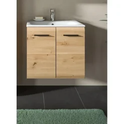 Hioshop Ice wastafel inclusief was 2 deuren eiken decor