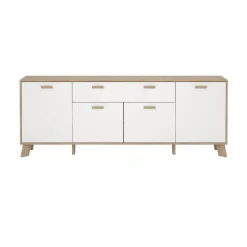 Hioshop Ikast dressoir 4 deuren- 1 lade eiken decor- wit