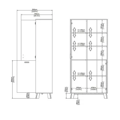 Hioshop Ikast vitrinekast 2 deuren- 3 planken eiken decor- wit
