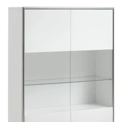 Hioshop Kenan vitrinekast 2 deuren- 1 lade wit hoogglans gelakt