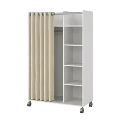 Hioshop Kit kledingkast 160x100x49cm- Open- garderobesysteem wit- beige
