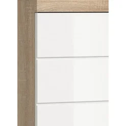 Hioshop Lambada badkamerkast 2 deuren- 1 lade wit hoogglans- eiken decor