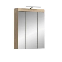 Hioshop Lambada spiegelkast inclusief verlichting 2 deuren- 3 spiegeldeuren- 3