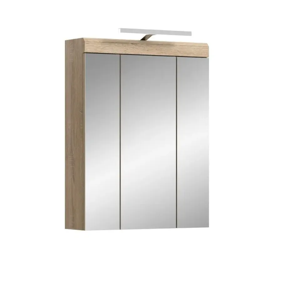 Hioshop Lambada spiegelkast inclusief verlichting 2 deuren- 3 spiegeldeuren- 3