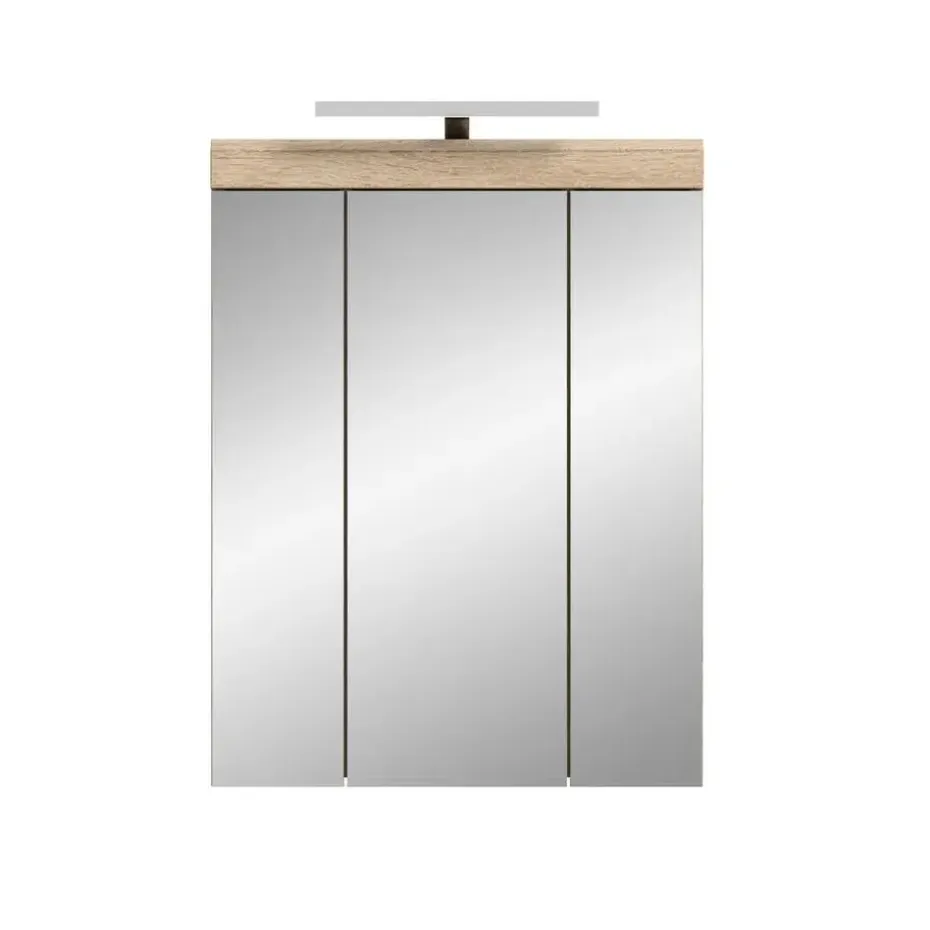 Hioshop Lambada spiegelkast inclusief verlichting 2 deuren- 3 spiegeldeuren- 3