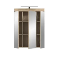 Hioshop Lambada spiegelkast inclusief verlichting 2 deuren- 3 spiegeldeuren- 3