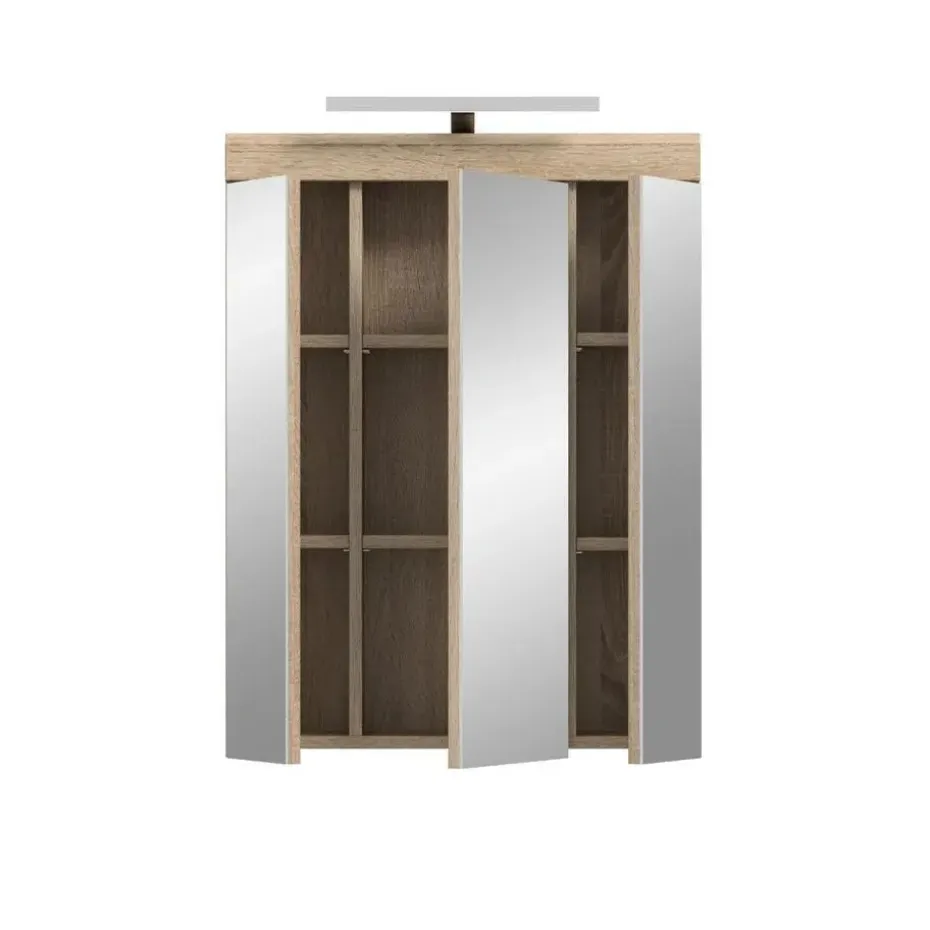 Hioshop Lambada spiegelkast inclusief verlichting 2 deuren- 3 spiegeldeuren- 3