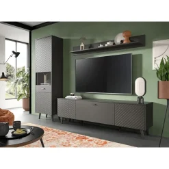 Hioshop Linea dressoir 2 deuren 1 klepdeur mat grijs