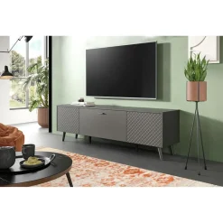 Hioshop Linea dressoir 2 deuren 1 klepdeur mat grijs