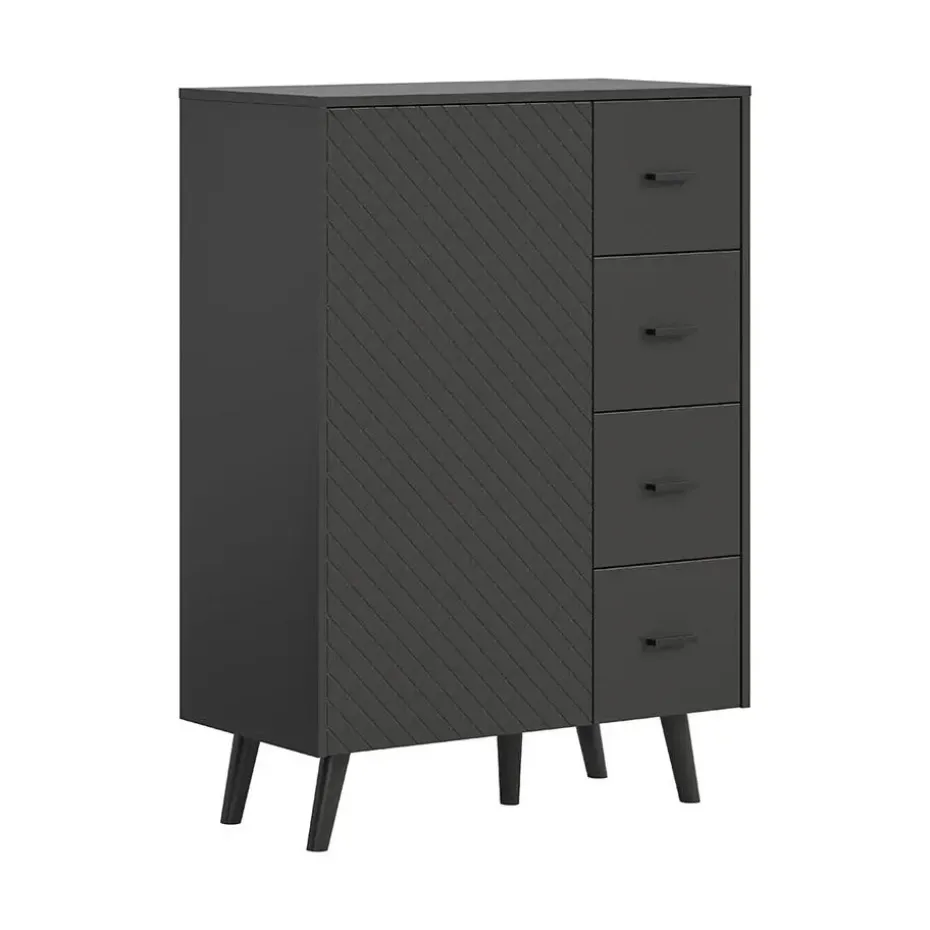 Hioshop Linea dressoir 4 laden 1 deur mat grijs